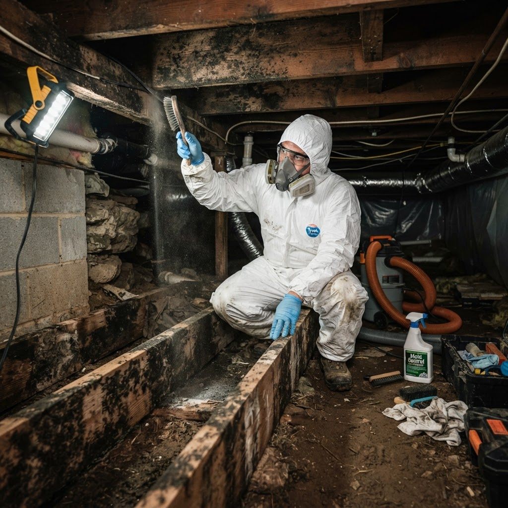 Mold remediation in crawlspace